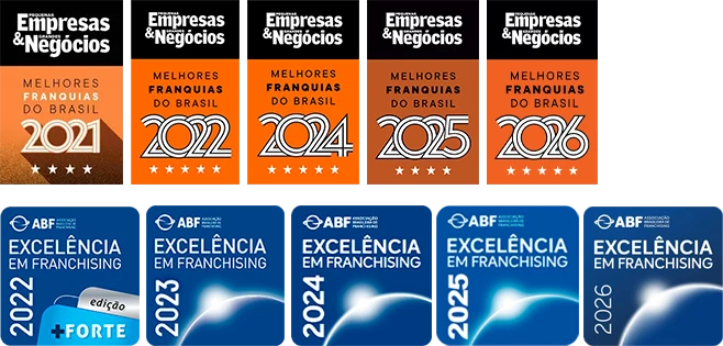 Selos Melhores Franquias PEGN e Excelência em Franchising ABF